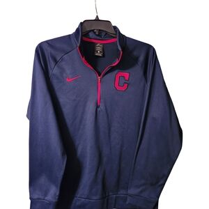 Nike Dri-Fit Cleveland Indians Blue and Red Quarter-Zip Pullover
